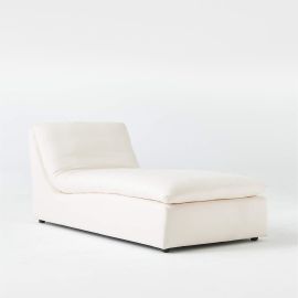 Turn Ivory Chaise Lounge, Armless Chair, Sofa Bed, settee Cozy Minimalist Modern Style for Living Room Indoor Bedroom