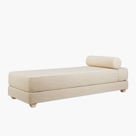 Lubi Natural Chaise Lounges, Armless Sleeper lounge, Twin sleeper unfolds to an oversized Queen bed