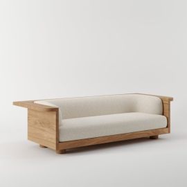 Nervaller Wood Sofa, Loveseat Sofa, couch, settee Cozy Minimalist Modern Style for Living and Family Room furniture