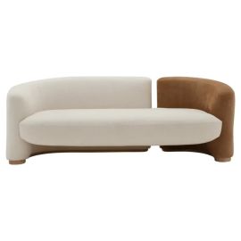 Canadialer Morca Sofa, Upholstered couch, settee Cozy Minimalist Modern Style for Living and Family Room furniture- Off White/brown