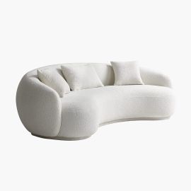 Acanva Curved Sofa, boucle sofa, bench, settee Cozy Minimalist Modern Style for Living and Family room- Off white