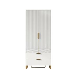 Aromer Modern White Tall Wardrobe with Storage Bedroom