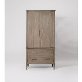 Claudine Double Wardrobe wooden sandblasted grey, Wood Cabinet, Storage Cabinet