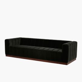 Forte Charcoal Velvet Sofa, Chair, couch, bench, settee Cozy Minimalist Modern -