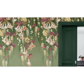 Affresco Design Art Wallpaper - Bright flowers Green  - Width 135cm