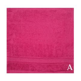 BYFT Daffodil Face Towel 30 x 30 Cm 500 Gsm Fuchsia Pink Stripe Diamond Dobby 100% Cotton Letter "A" White Thread Set of 06