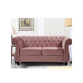 MAB FURNISHINGS Luxury Velvet Tufted Sofa Set - 3 Seater, 2 Seater, and 1 Seater for Living Room, Hallways, Offices, Bedroom (Ash Rose)