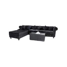 Maharat Al Bahar L Shape Mab Velvet Sofa Set 5 Seaters With Table Black 260x80x180cm