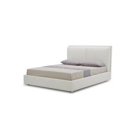 Merion Buckle Fabric Bed 160x200cm Queen size Bed in White Color