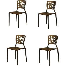 Canari Chair Set x4, Modern and Elegant Chair Shines Indoor and Outdoor Dining Room Kitchen Tolix Restaurant Bar Stackable