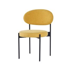 Carter Modern Upholstered Dining Chairs in Yellow, silky linen cushioning and elastic foam