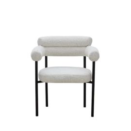 Cassandra Dining Chair, Comfort Boucle Dining Chair with armrest