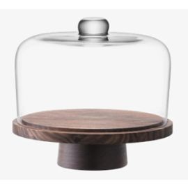 City Dome & Walnut Stand 26cm/H22cm Clear