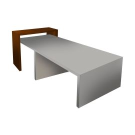 Contemporary Charm: Light Travertine Coffee Table with Wooden Console