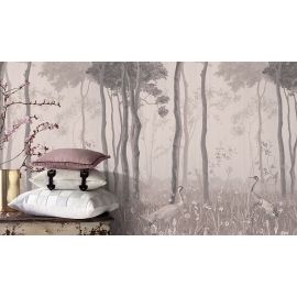 Affresco Design Art Wallpaper - Cranes at the forest edge  - Width 135cm