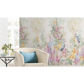 Affresco Design Art Wallpaper - Cranes in lupins  - Width 135cm