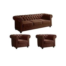 5– Seater Sofa Set With 5 Pilow &Fabric +1+3- Brown 220x90x80