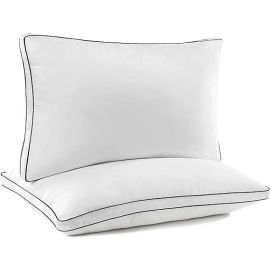 Hotel Linen Klub DEYARCO Princess Pack of 2 Down Feather Alternative Cotton Proof Pillow Double Piping 50x75cm,2600grms/set, White