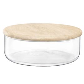 Dine Bowl/Container & Oak Lid ?26.5cm H10cm Clear