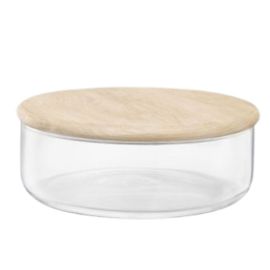 Dine Container & Oak Lid ?12.5cm H14cm Clear