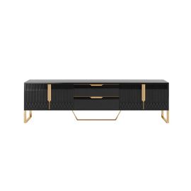 Domini Black Wood TV Stand, tv stand entertainment center /media console tv table/ tv unit media storage/ tv bench