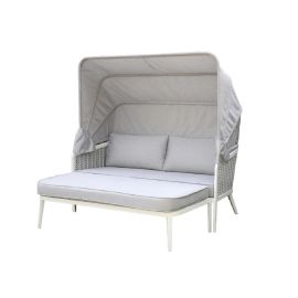 Oslo 2-Seater Aluminum Textilene Rope Daybed W/Canopy, Ottoman & Cushions Creative Living