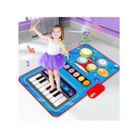 2 in 1 Multifunctional Kids Musical Keyboard & Drum Music Play Mat