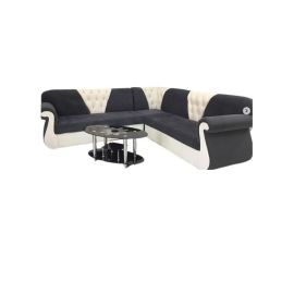 L Shape Mab Sofa Set 5 Seater Black/Beige-250X80X80