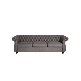 MAB FURNISHINGS Luxury Velvet Tufted Sofa Set - 3 Seater, 2 Seater, and 1 Seater for Living Room, Hallways, Offices, Bedroom (Grey)"