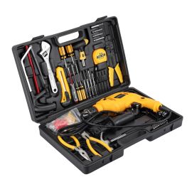 Epsilon Impact Drill with 200 Pieces Accessories- EID1036/ 500 W, Chuck Size 13 mm, Perfect for Home and Business/ No Load Speed 2200-2800 RPM, Handle for Comfortable Grip, Ergonomic Design/ Black and Yellow, 1 Year Warranty