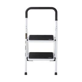 Epsilon Steel Ladder- EL1205| 2-Step, Wide And Flat Platform, Anti-Slip Feet With Self-Locking Clip| Easy Storage, Perfect For Home, Apartments| Silver