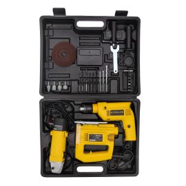 Epsilon 3 Piece Power Tool Kit- EP1041| Includes a Jig Saw, Impact Drill and Angle Grinder| Impact Drill Chuck Size: 13 MM, Angle Grinder Wheel Diameter: 115 MM| Ideal for Home and Business Use| Black and Yellow