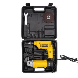 Epsilon 2 Piece Power Tool Kit- EP1042| Includes Impact Drill and Angle Grinder| Impact Drill Chuck Size: 13 MM, Angle Grinder Wheel Diameter: 115 MM| Ideal for Home and Business Use| Black and Yellow