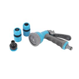 Epsilon 4 Piece Spray Nozzle Set- EPS1321| Spray Nozzle with 9 Different and Adjustable Spray Pattern, 1/2" x 2, 1/2-3/4" x1 Connectors, ABS and TPR Construction| Light-Weight And Durable, Ideal to Connect To Hoses and Spray Water| Blue