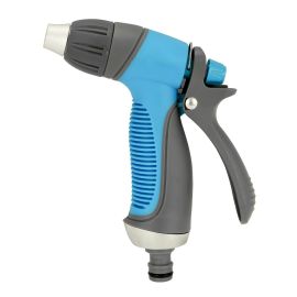 Epsilon Aluminum Alloy Spray Nozzle- EPS1323| Double Color TPR Coating with Adjustable Feature from Jet Shoot to Mist| Prefect for Gardening, Washing, Cleaning| High-Quality and Elegant Design| Grey and Blue