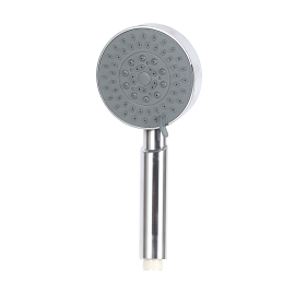 Epsilon Hand Shower Set- EPSBA1533/ Round Shape, 100 mm Diameter, 240 mm Length/ Plastic Material Bathroom Fitting, UV Plated/ with 1.2 m Stainless Steel Hose and Holder, Perfect for Cabin, Tub, Bathrooms/ Silver