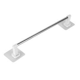 Epsilon Adhesive Towel Bar- EPSBA1542/ Maximum Capacity: 4.0 kg, No Tool Installation, with Strong Adhesive Backing/ Wall Mounted Bathroom Fittings, Suitable for Even Walls, Ceramic Tiles, Glass, Metal, Stainless Steel, Plastic Surfaces/ White and silver