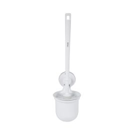 Epsilon Toilet Brush with Holder- EPSBA1553/ with Strong Suction Design, 2.0 kg Capacity, Compact and Light-Weight Toilet Brush Perfect for Cleaning Indian and Western Style Toilets/ Wall Mounted Bathroom Cleaner with Long Handle/ White