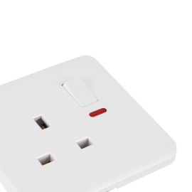 Epsilon BS Socket with Switch- EPSEL1502/ with Indicator Light, Stylish and Simple Design, Perfect for Home, Bedroom, Office, etc./ White