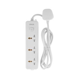 Epsilon 3 way Extension Socket- EPSES1391/ Equipped with 750-Degree Fire Proof Temperature and Child Safety Shutter/ 2 m Cord, Ideal for Home, Office, Kitchen, Living Room, etc. to Connect Chargers, Laptops, Lamp and Other Electrical Devices and Appliance