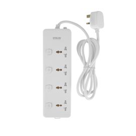 Epsilon 4 way Extension Socket with Individual Switches- EPSES1397/ Equipped with 750-Degree Fire Proof Temperature and Child Safety Shutter/ 2-meter Cord, Ideal for Home, Office, etc. to Connect Chargers, Laptops, Lamp and Other Electrical Devices and Ap