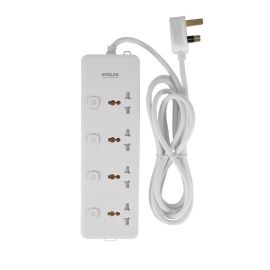 Epsilon 4 way Extension Socket with Individual Switches- EPSES1398/ Equipped with 750-Degree Fire Proof Temperature and Child Safety Shutter/ 3-meter Cord, Ideal for Home, Office, etc. to Connect Chargers, Laptops, Lamp and Other Electrical Devices and Ap