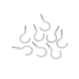 Epsilon Cup Hook- EPSNS1382/ 1", Pack of 8 Hooks/ Screw-In Design, Ceiling Installation, Ideal for Hanging Cups, Pots, Plants, Swing, Lights, Curtains, Ropes, Chains, Mugs, Feeders, Planters, Kitchen Towels, Etc./ White