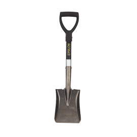 Epsilon Mini Shovel- EPSS1413/ Square, with Comfortable Fiberglass Handle, Heat Treated Hardened Steel Head, for Quick Digging Up Weeds, Removing Plant, and Dig Holes for New Plants/ Ideal for Gardening, Backyards and other Outdoor Uses/ Black