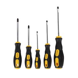 Epsilon 5 Pieces Screwdriver Set- EPST1408/ Includes -SL3x75, -SL5x100, -SL6x150, +PH1x75, +PH2x100 mm Screwdrivers/ Perfect for Assembling Furniture, Electronics, Household Repair, General Repairs, and More/ Black and Yellow