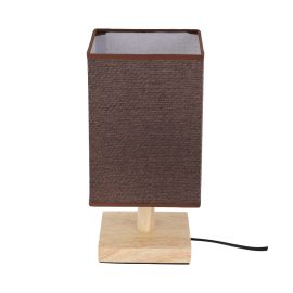 Epsilon Table Lamp- EPSTL192/ with Wooden Base, Square Lampshade, Perfect for Studying, Working, can be Used at Home and Office, Decor Items, Bedside/ Light-Weight and Compact, Aesthetic Design / Brown