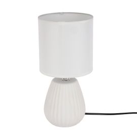 Epsilon Table Lamp- EPSTL192/ with Ceramic Base, Lampshade, Perfect for Studying, Working, can be Used at Home and Office, Decor Items, Bedside/ Light-Weight and Compact, Aesthetic Design / White