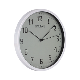 Epsilon Round Wall Clock- EPSWC1563/ Circle Shaped, Wall-Mounted, 1*AA Battery Operated and Durable/ Plastic Case and Glass Lens, Minimal Design, Silent Operation/ Ideal for Home, Living, Kids Room, etc./ White