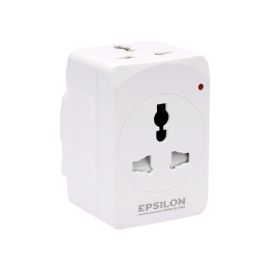 Epsilon 3 Way Universal Adapter- ES1094| Equipped with 750-Degree Fire Temperature and Child Safety Shutter| Ideal for Home, Office, etc to Connect Chargers, Laptops, Lamp and Other Electrical Devices and Appliances| White, Two-Year Warranty