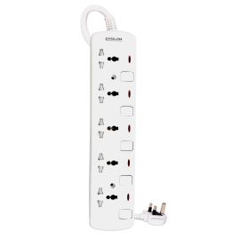 Epsilon 5 Way Extension Socket with Individual Switches- ES1105| Equipped with 750-Degree Fire Proof Temperature and Child Safety Shutter| 4 M Cord, Ideal for Home, Office, etc to Connect Chargers, Laptops, Lamp and Other Electrical Devices and Appliances